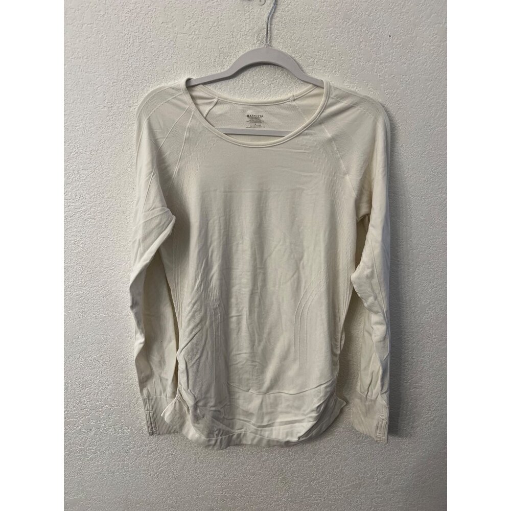 Athleta White Long-Sleeve Lightweight Pullover Top Womens Size Large